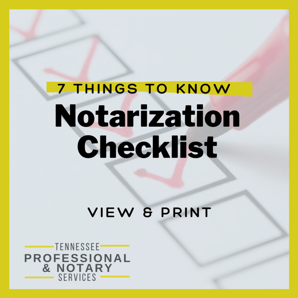 Notary Checklist- Murfreesboro